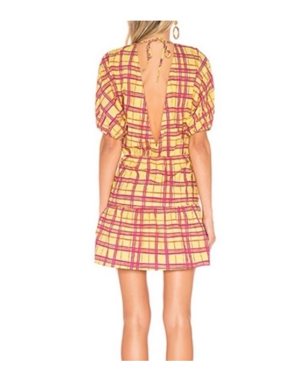 L’Academie Los Angeles Plaid Open Back Mini Dress Size Small - Picture 2 of 6